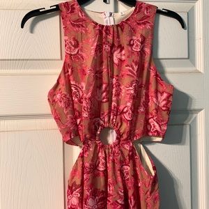 SHEIN small botanical pink floral print maxi length dress